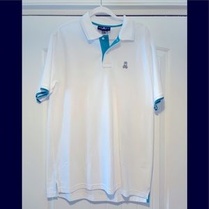 Men’s Psycho Bunny golf shirt.